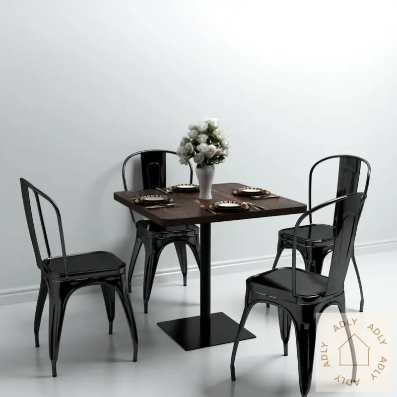 Bistrobord Mdf Og Stål Firkantet 80X80X75 Cm Mørk Aske