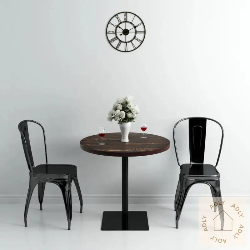 Bistrobord Mdf Og Stål Rund 80X75 Cm Mørk Aske