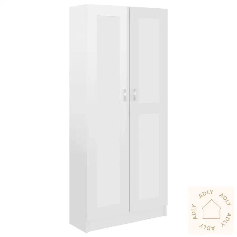 Bokhylle Høyglans Hvit 82,5X30,5X185,5 Cm Konstruert Tre