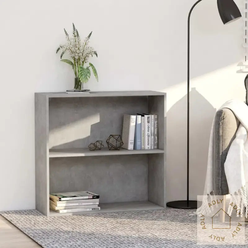 Bokhylle 2 Nivåer Betonggrå 80X30X76,5 Cm Konstruert Tre