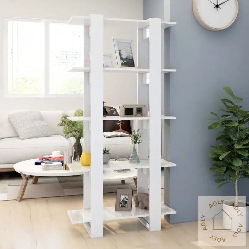 Bokhylle/Romdeler Høyglans Hvit 80X30X160 Cm Sponplate