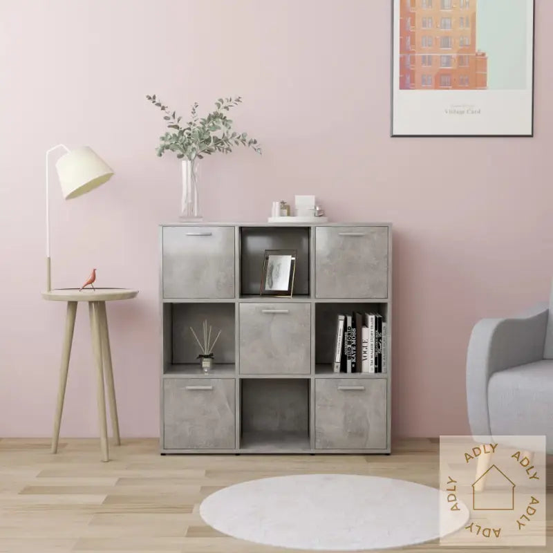 Bokhylle Betonggrå 90X30X90 Cm Konstruert Tre