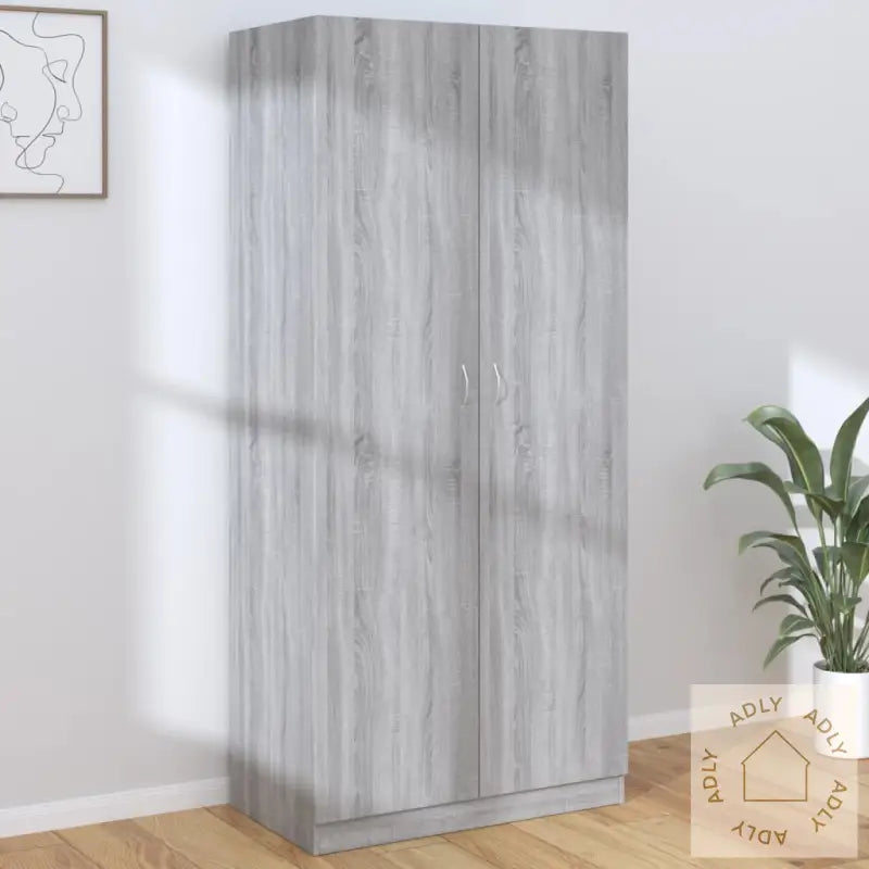 Garderobe Grå Sonoma 90X52X200 Cm Konstruert Tre