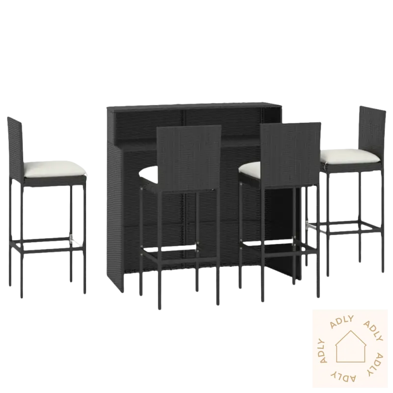 Bildet av Black wicker barsett i Elegant hagemøbler barsett for hage og terrasse