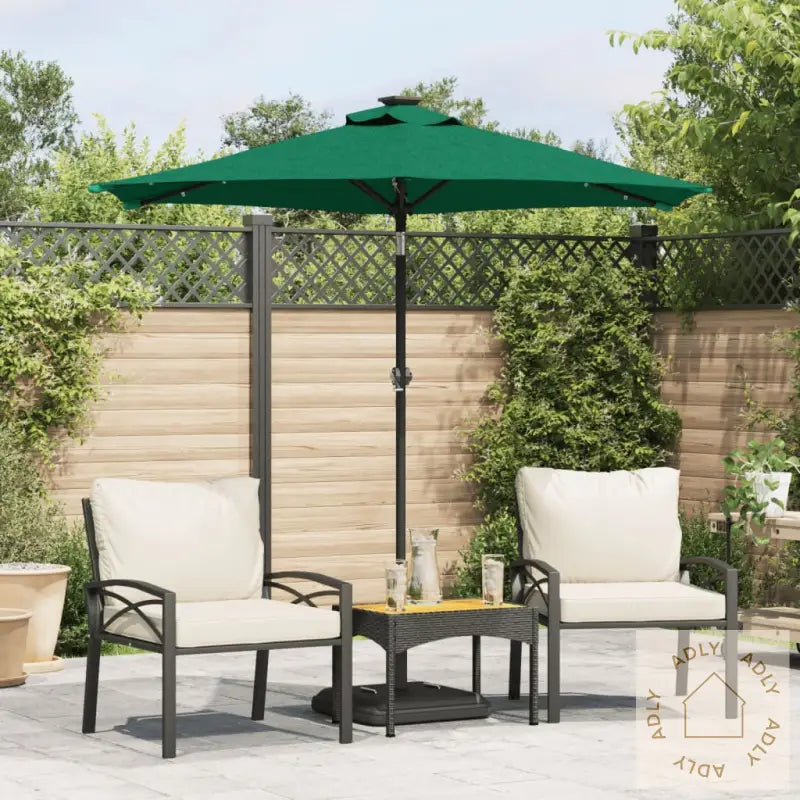 Hageparasoll Med Led Og Stålstang Grønn 225X225X212 Cm