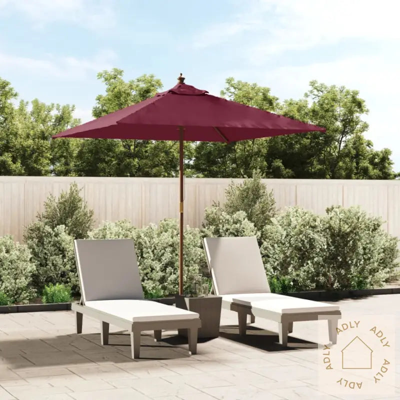 Hageparasoll Med Trestang Vinrød 198X198X231 Cm
