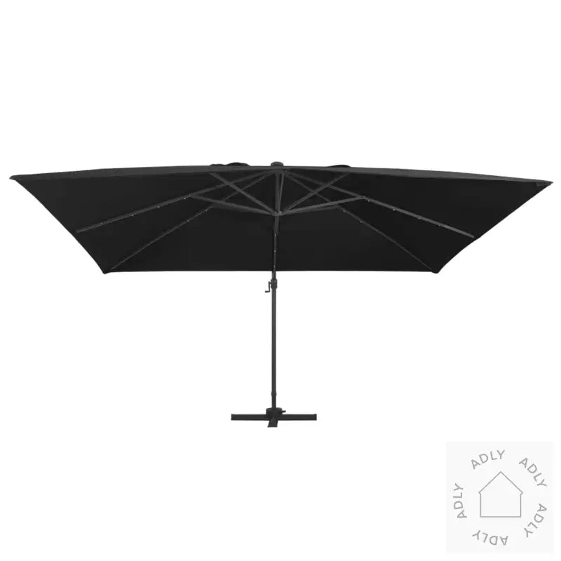 Hengeparasoll Med Led-Lys Og Aluminiumsstang 400X300 Cm Svart