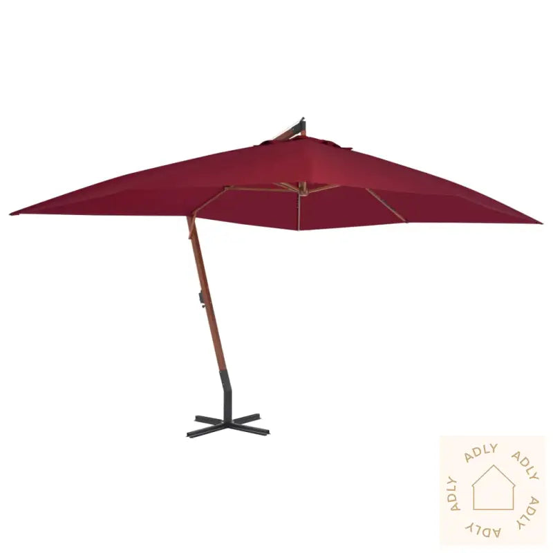 Hengende Hageparasoll Med Trestang 400X300 Cm Vinrød