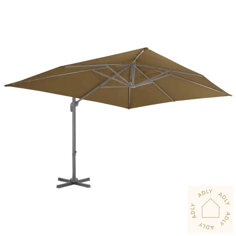 Hengende Hageparasoll Med Aluminiumsstang 400X300 Cm Gråbrun