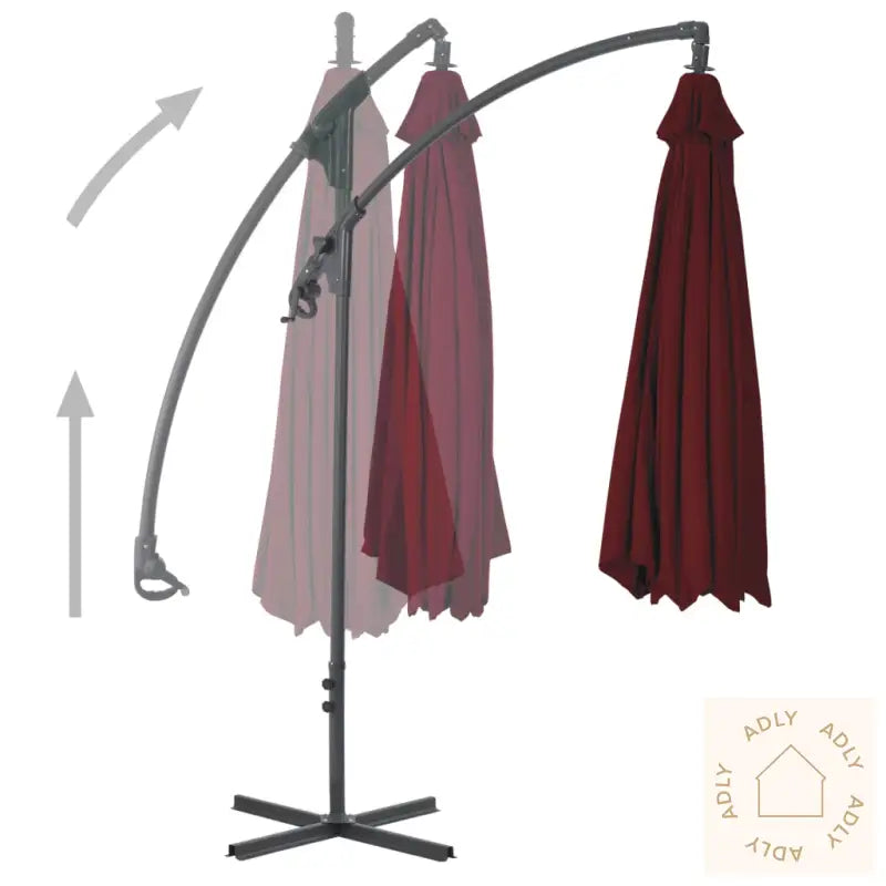 Hengende Hageparasoll Med Stålstang 250X250 Cm Vinrød