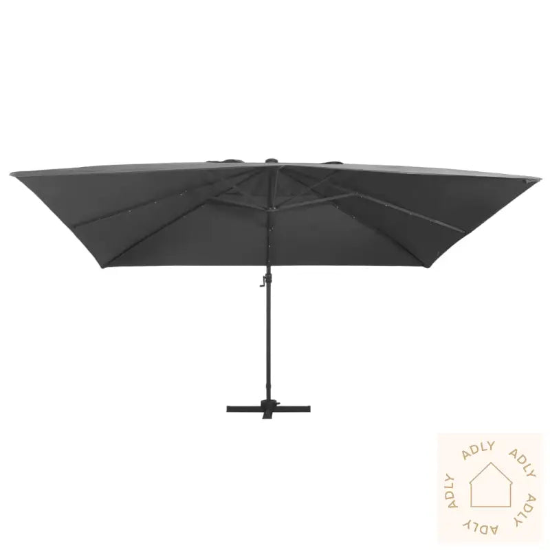 Hengende Hageparasoll Led Aluminiumsstang 400X300 Cm Antrasitt