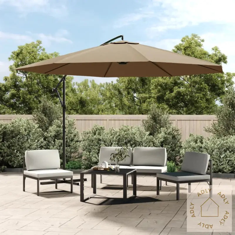 Hengende Hageparasoll Med Aluminiumsstang 350 Cm Gråbrun