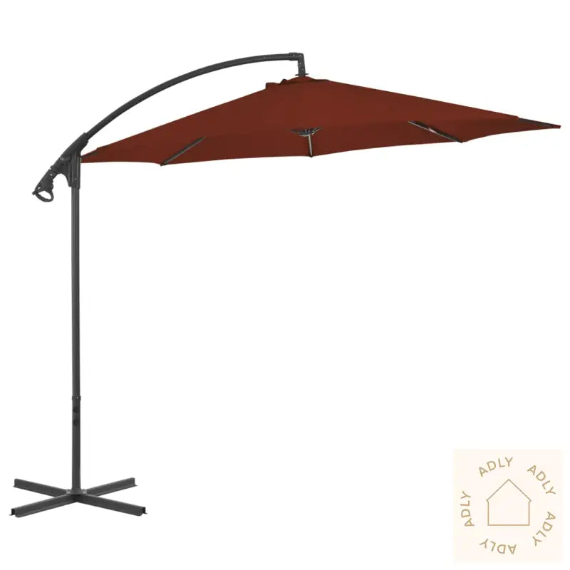 Hengende Hageparasoll Med Stålstang 300 Cm Terrakotta