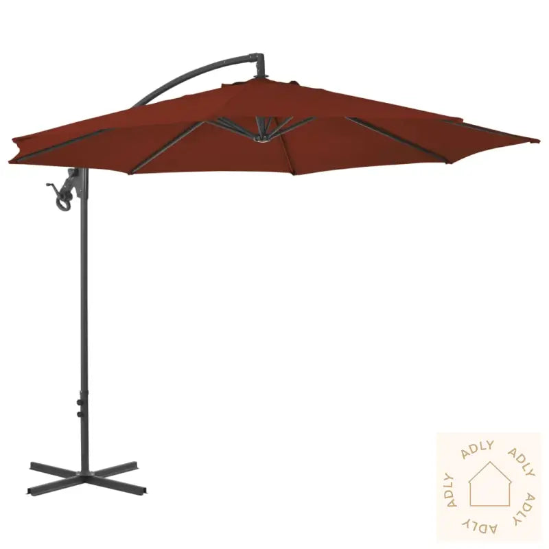 Hengende Hageparasoll Med Stålstang 300 Cm Terrakotta