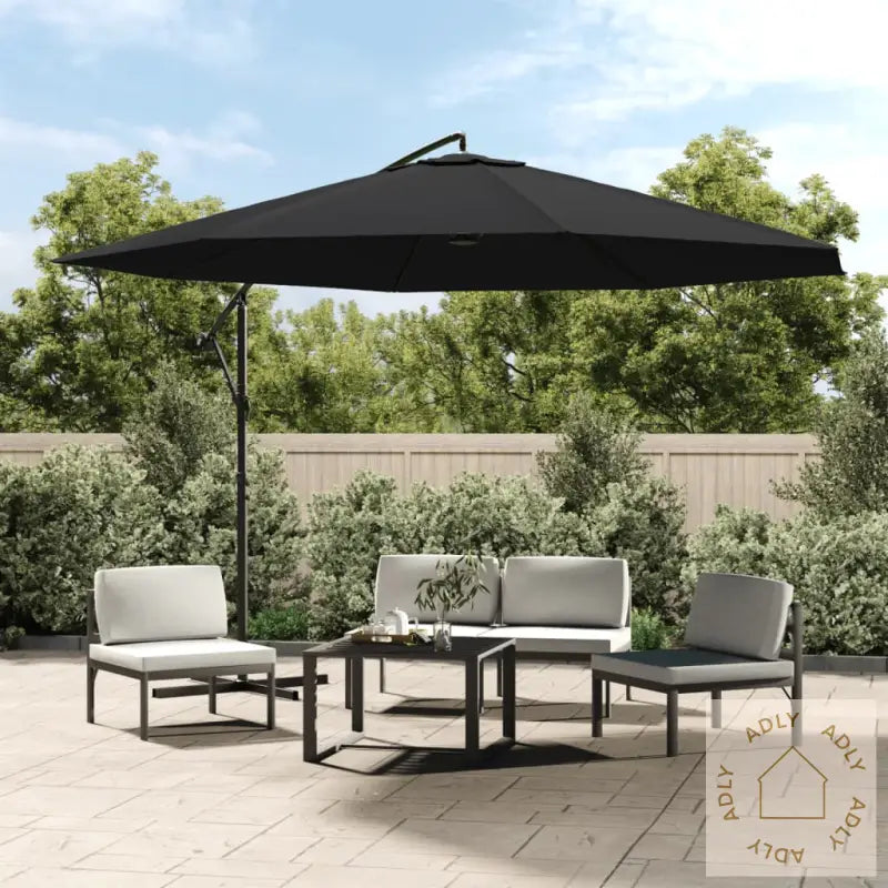 Hengende Hageparasoll Med Aluminiumsstang 350 Cm Svart