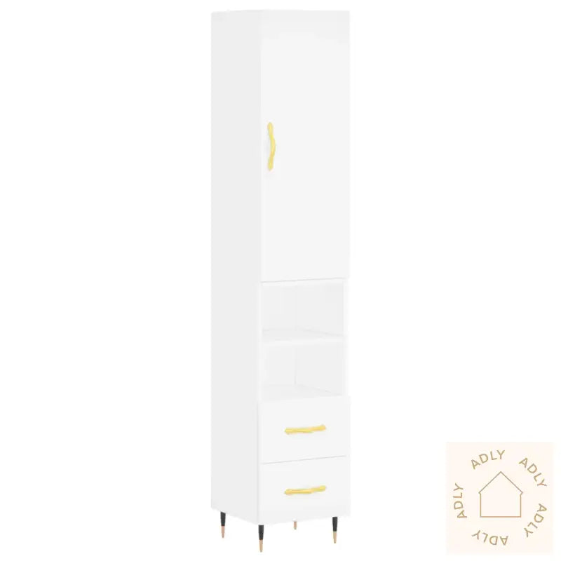 Highboard Hvit 34,5X34X180 Cm Konstruert Tre