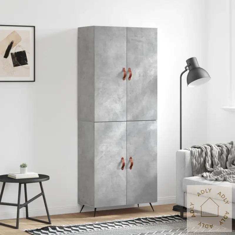 Highboard Betonggrå 69,5X34X180 Cm Konstruert Tre