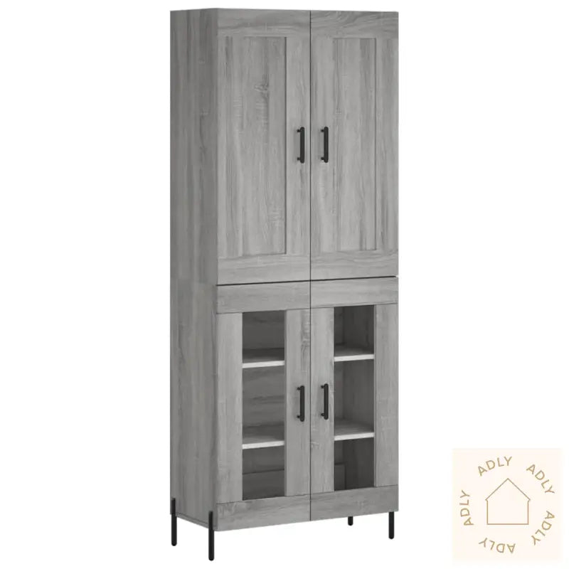 Highboard Grå Sonoma 69,5X34X180 Cm Konstruert Tre