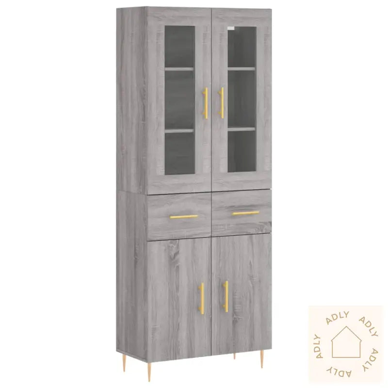 Highboard Grå Sonoma 69,5X34X180 Cm Konstruert Tre