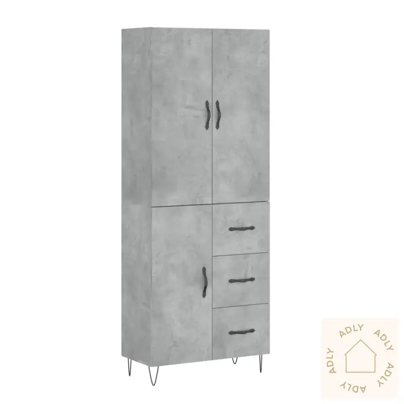Highboard Betonggrå 69,5X34X180 Cm Konstruert Tre