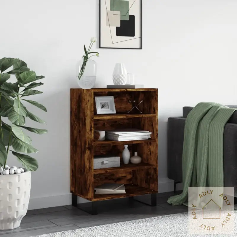 Highboard Røkt Eik 57X35X90 Cm Konstruert Tre