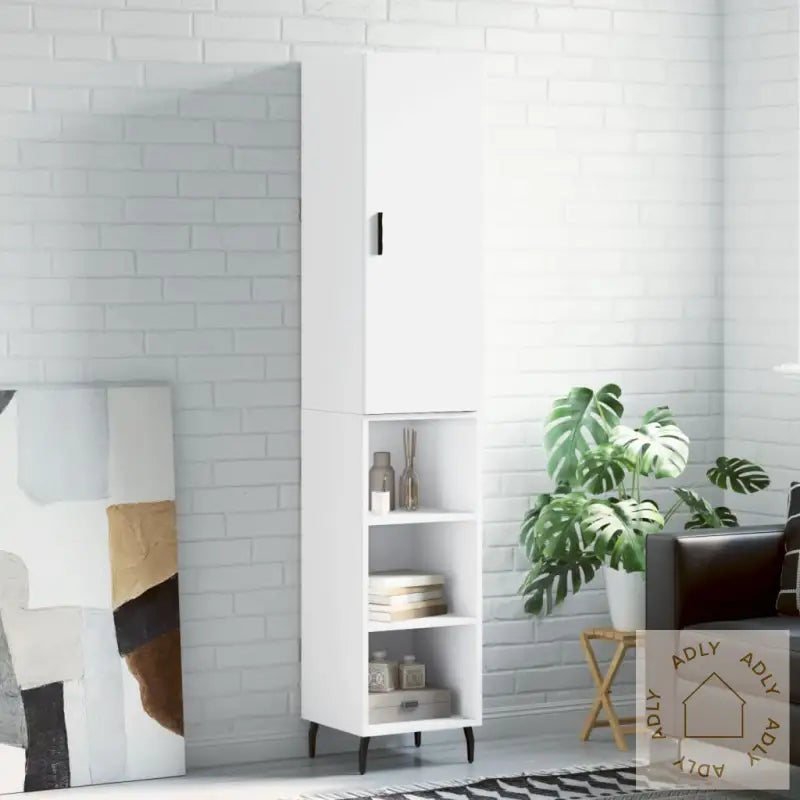 Highboard Hvit 34,5X34X180 Cm Konstruert Tre