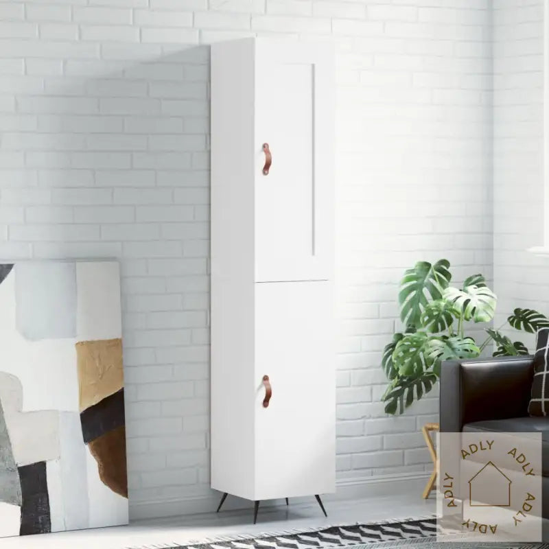 Highboard Hvit 34,5X34X180 Cm Konstruert Tre
