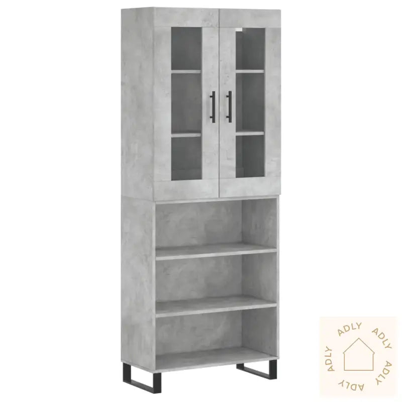 Highboard Betonggrå 69,5X34X180 Cm Konstruert Tre