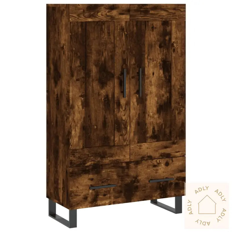 Highboard Røkt Eik 69,5X31X115 Cm Konstruert Tre