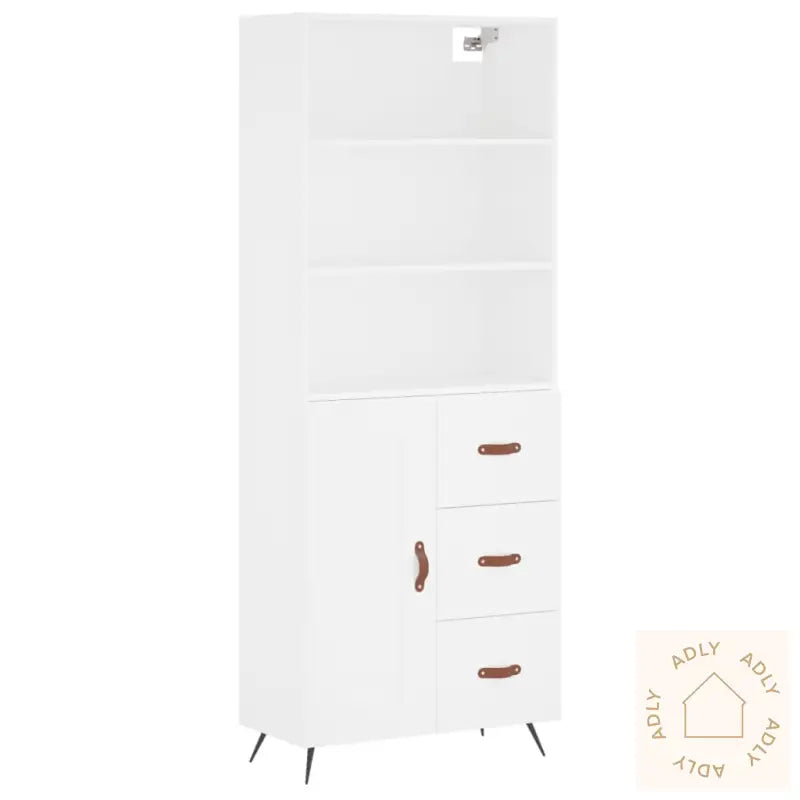 Highboard Hvit 69,5X34X180 Cm Konstruert Tre