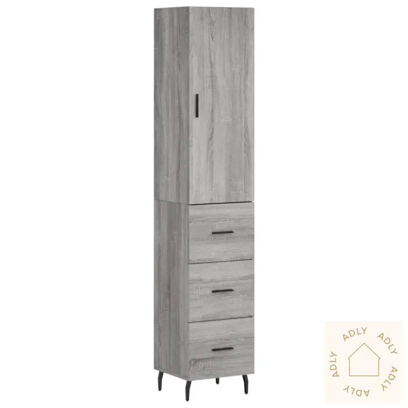 Highboard Grå Sonoma 34,5X34X180 Cm Konstruert Tre