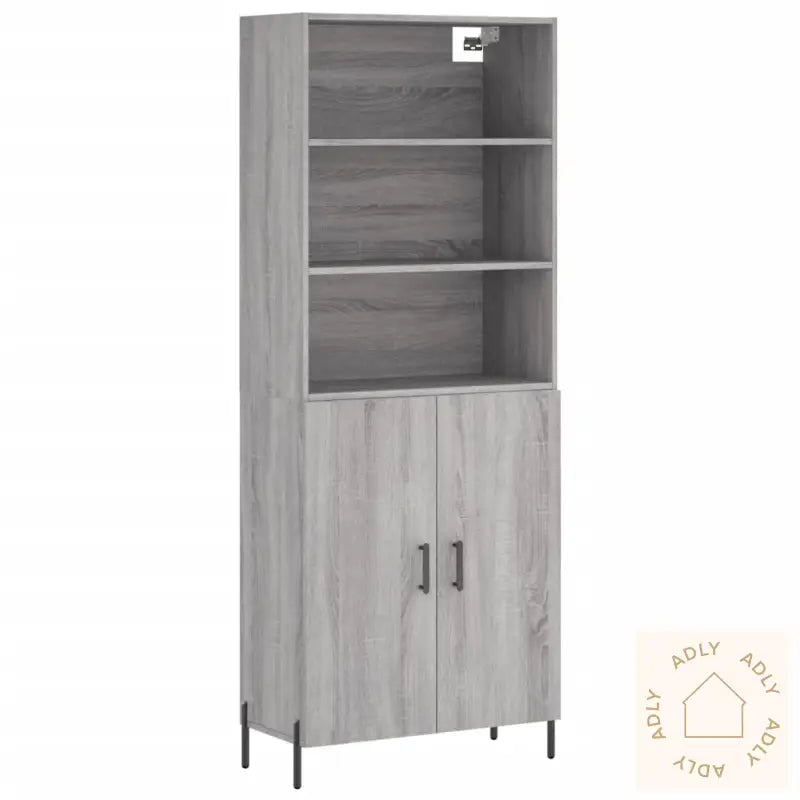 Highboard Grå Sonoma 69,5X34X180 Cm Konstruert Tre
