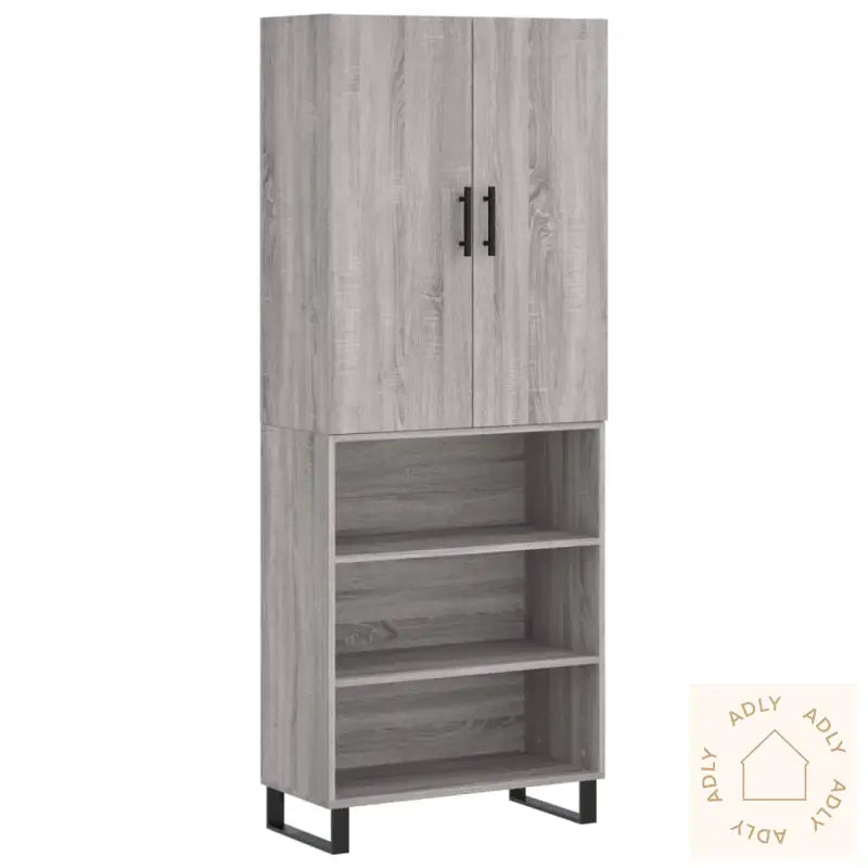 Highboard Grå Sonoma 69,5X34X180 Cm Konstruert Tre