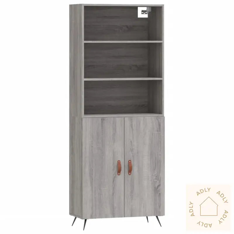 Highboard Grå Sonoma 69,5X34X180 Cm Konstruert Tre