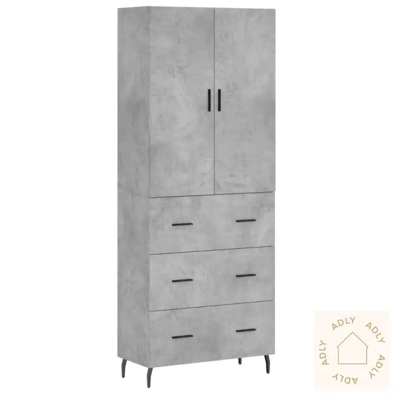 Highboard Betonggrå 69,5X34X180 Cm Konstruert Tre