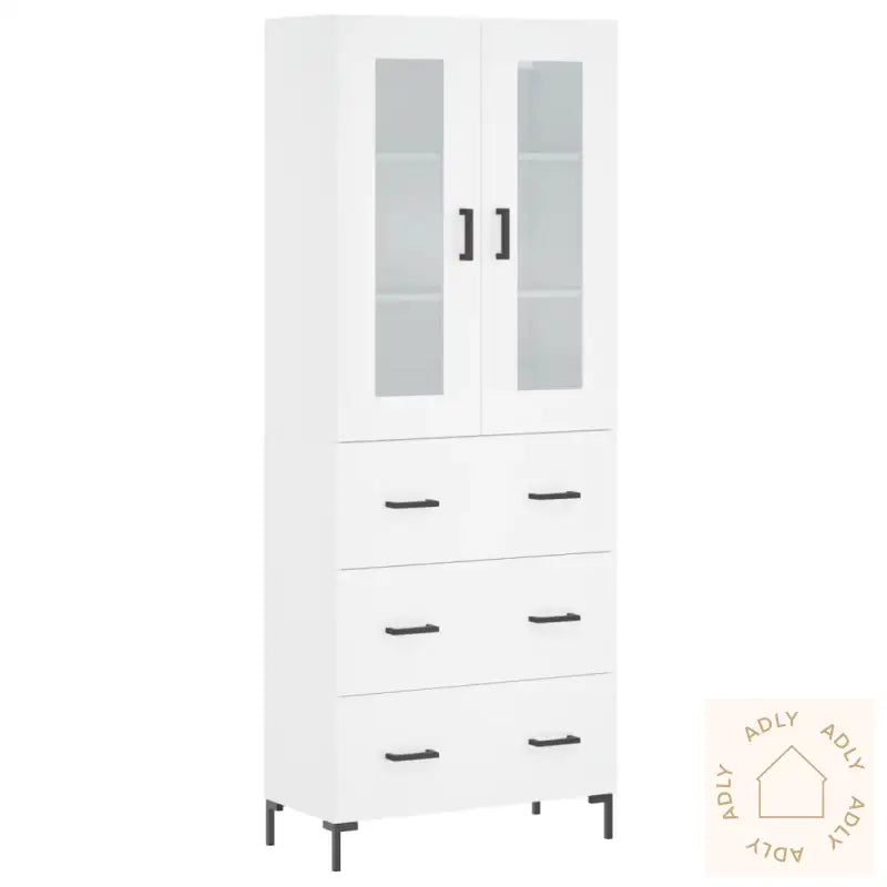 Highboard Hvit 69,5X34X180 Cm Konstruert Tre