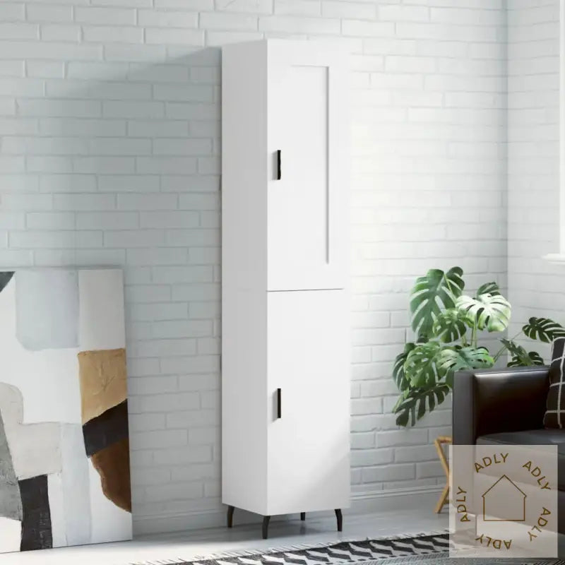 Highboard Hvit 34,5X34X180 Cm Konstruert Tre