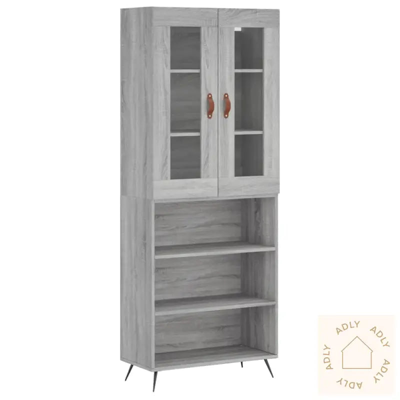 Highboard Grå Sonoma 69,5X34X180 Cm Konstruert Tre