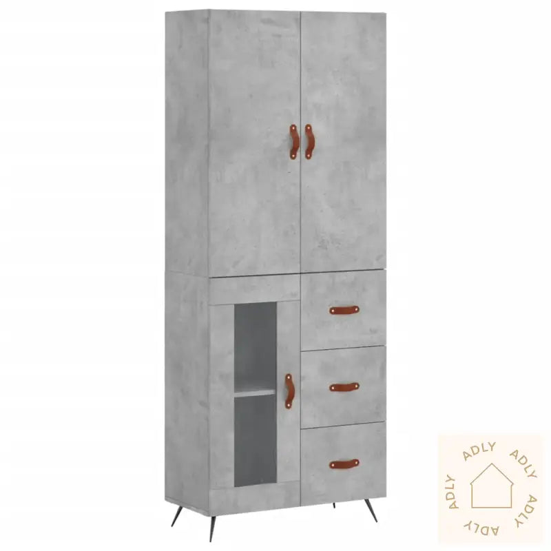 Highboard Betonggrå 69,5X34X180 Cm Konstruert Tre