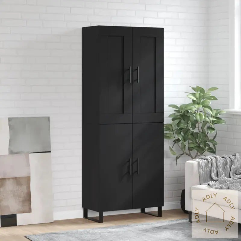 Highboard Svart 69,5X34X180 Cm Konstruert Tre