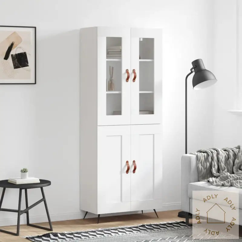 Highboard Hvit 69,5X34X180 Cm Konstruert Tre