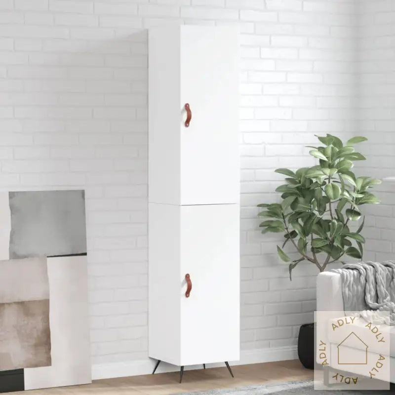 Highboard Hvit 34,5X34X180 Cm Konstruert Tre