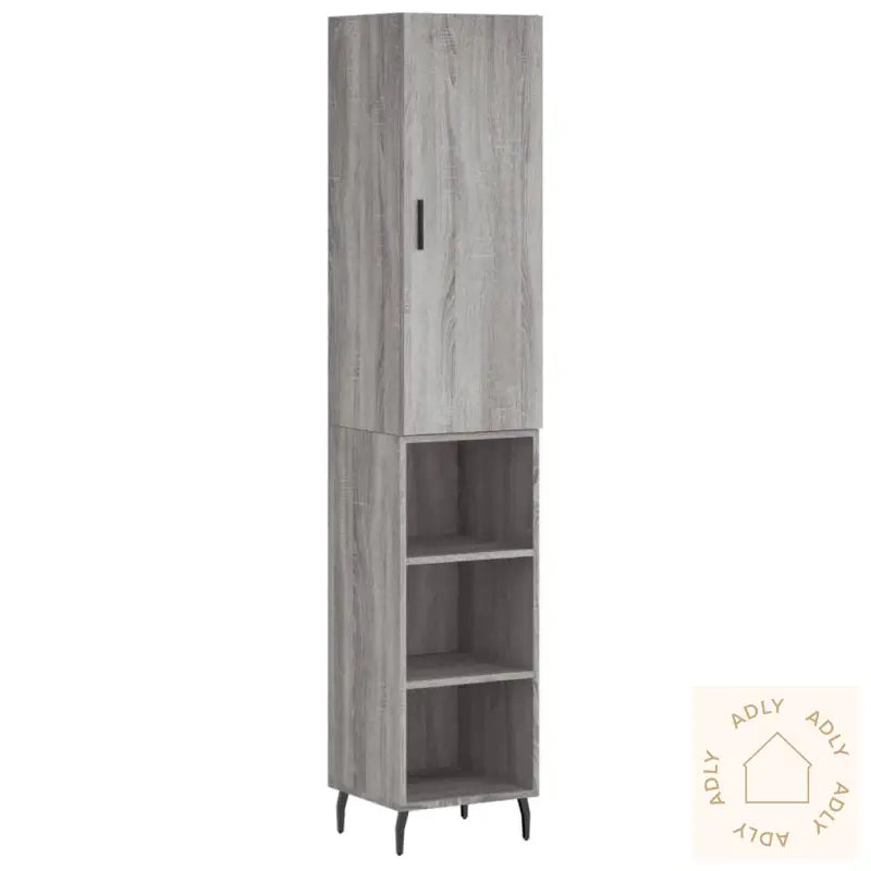 Highboard Grå Sonoma 34,5X34X180 Cm Konstruert Tre