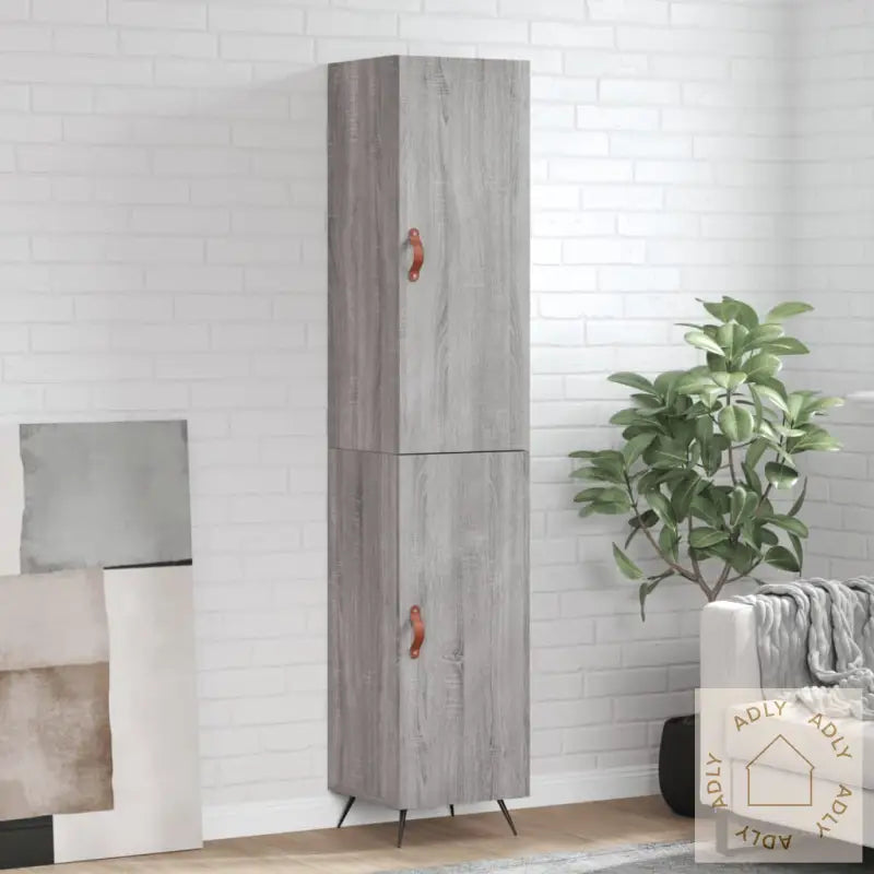 Highboard Grå Sonoma 34,5X34X180 Cm Konstruert Tre