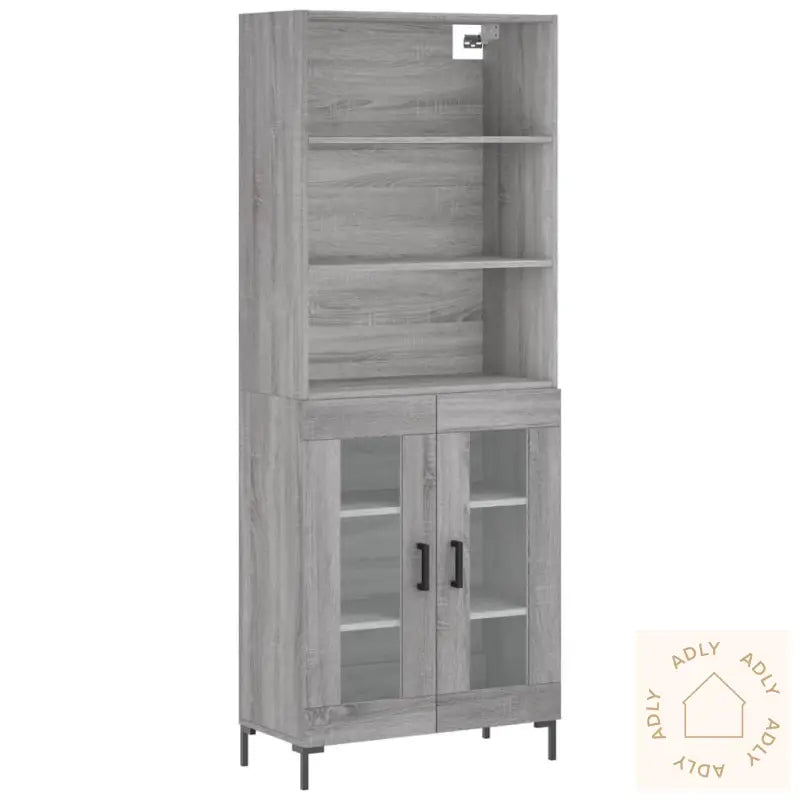 Highboard Grå Sonoma 69,5X34X180 Cm Konstruert Tre