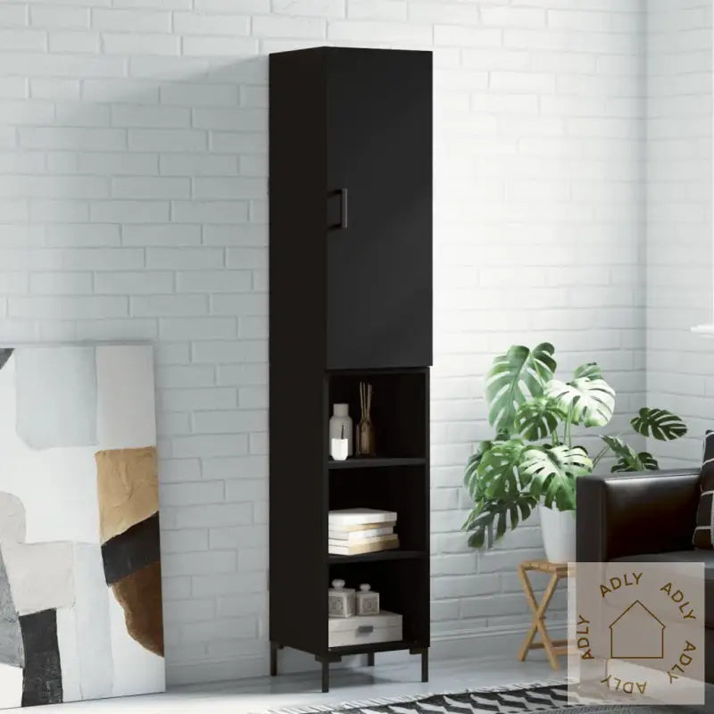 Highboard Svart 34,5X34X180 Cm Konstruert Tre