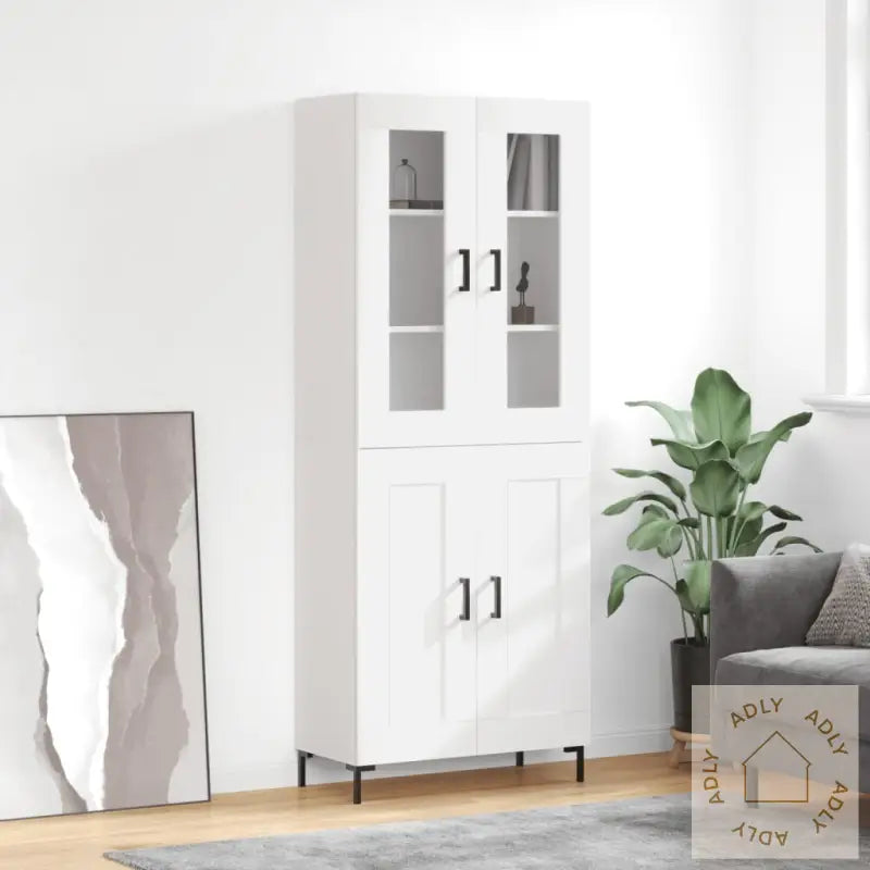 Highboard Hvit 69,5X34X180 Cm Konstruert Tre