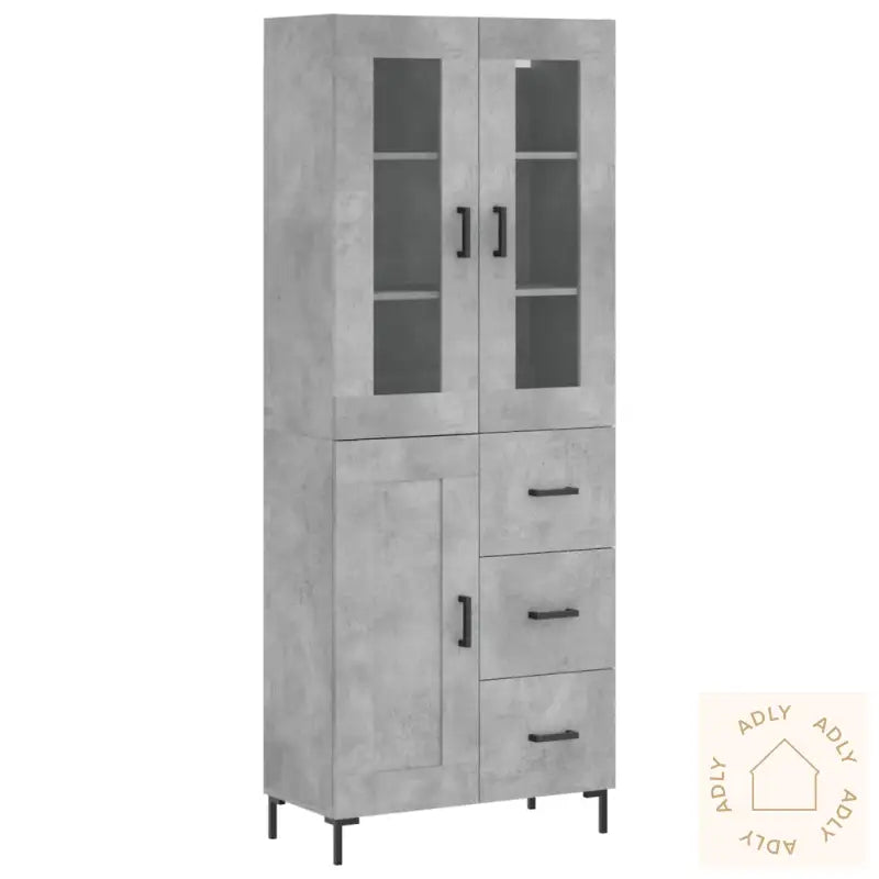 Highboard Betonggrå 69,5X34X180 Cm Konstruert Tre
