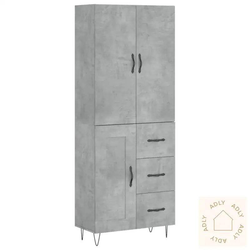 Highboard Betonggrå 69,5X34X180 Cm Konstruert Tre