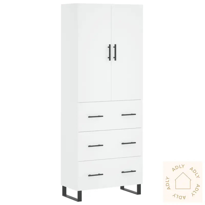 Highboard Hvit 69,5X34X180 Cm Konstruert Tre